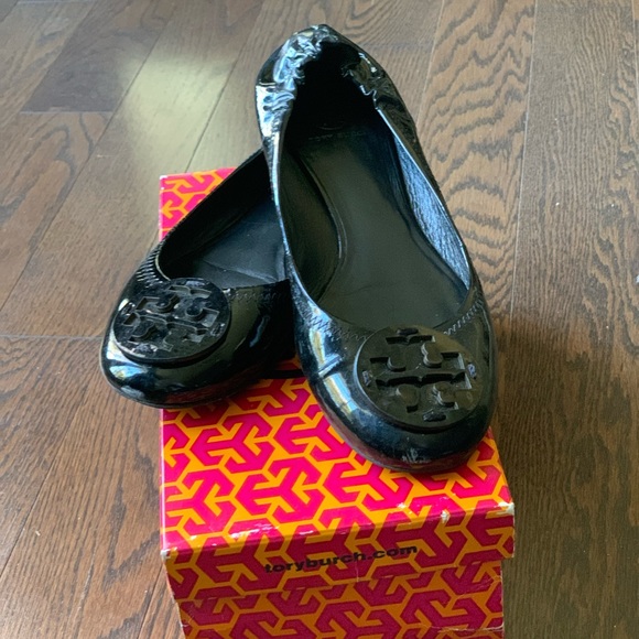 Tory Burch Shoes - Tory Burch Reva Ballet Shoes Black Patent Leather